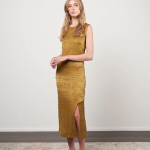 NWT Rachel Comey Murraya Silver Beaded Olive Dress | Size 4